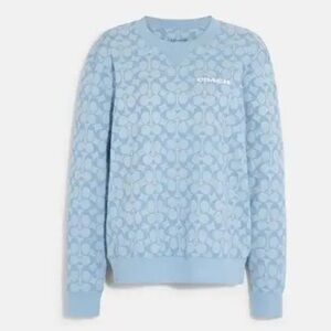 New Authentic Coach chambray blue logo sweater sweatshirt medium $298.00
